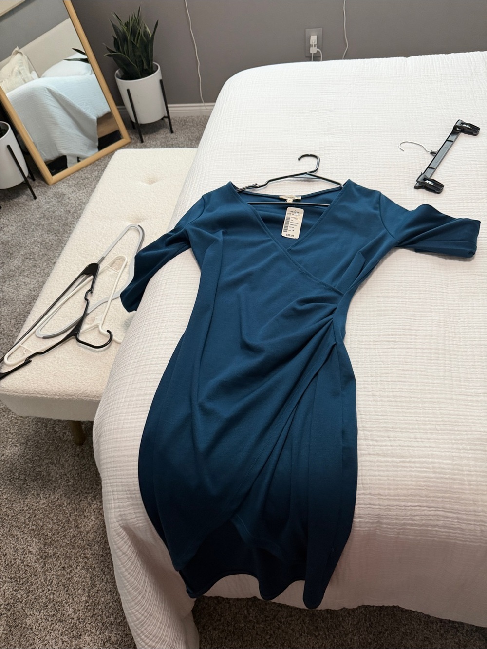 Love Culture Deep Teal Wrap-Style Midi Dress